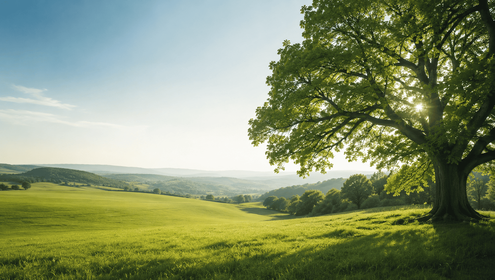 Paesaggio naturale italiano — prato verde con grande albero
